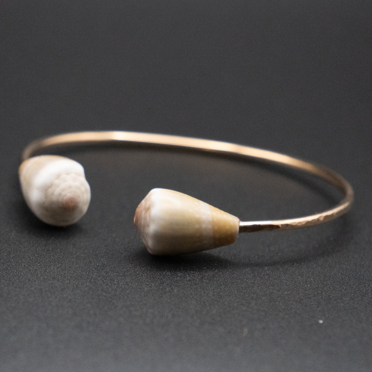 Double Hawaiian Olive Green Cone Cuff | Hammered Gold Filled | Up to 6.5” Wrist