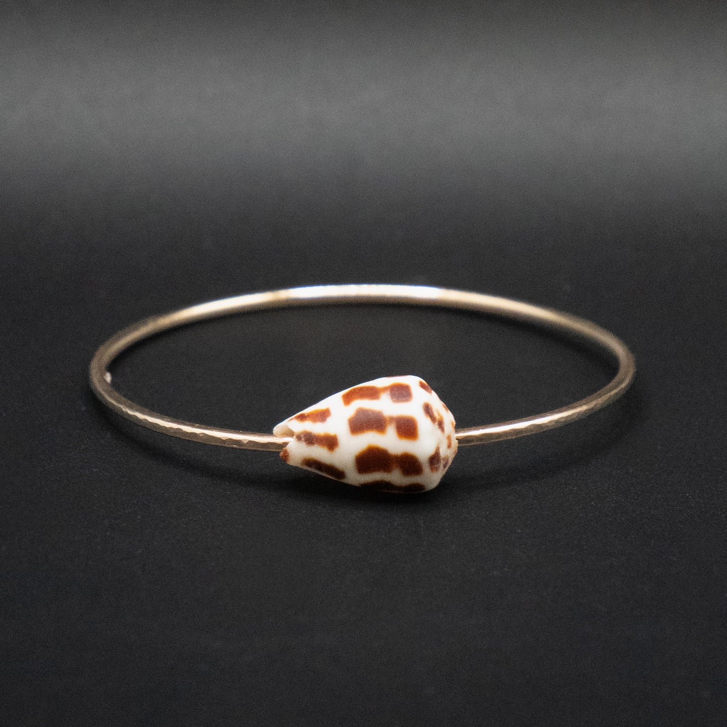 Hawaiian Hebrew Cone Shell Bangle | Hammered Gold Filled | Size Small