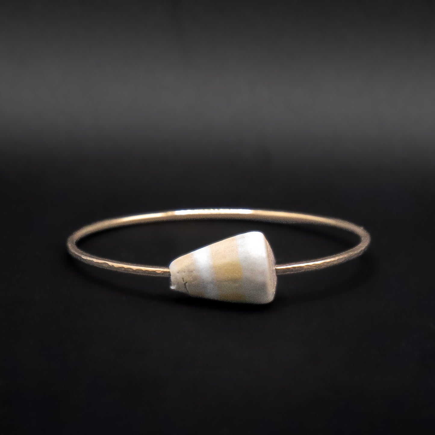 Hawaiian Golden Yellow Cone She’ll Bangle | Hammered Gold Filled | Size Small