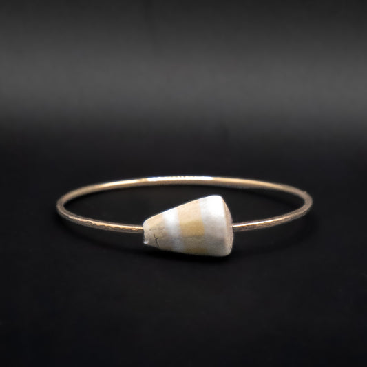 Hawaiian Golden Yellow Cone She’ll Bangle | Hammered Gold Filled | Size Small