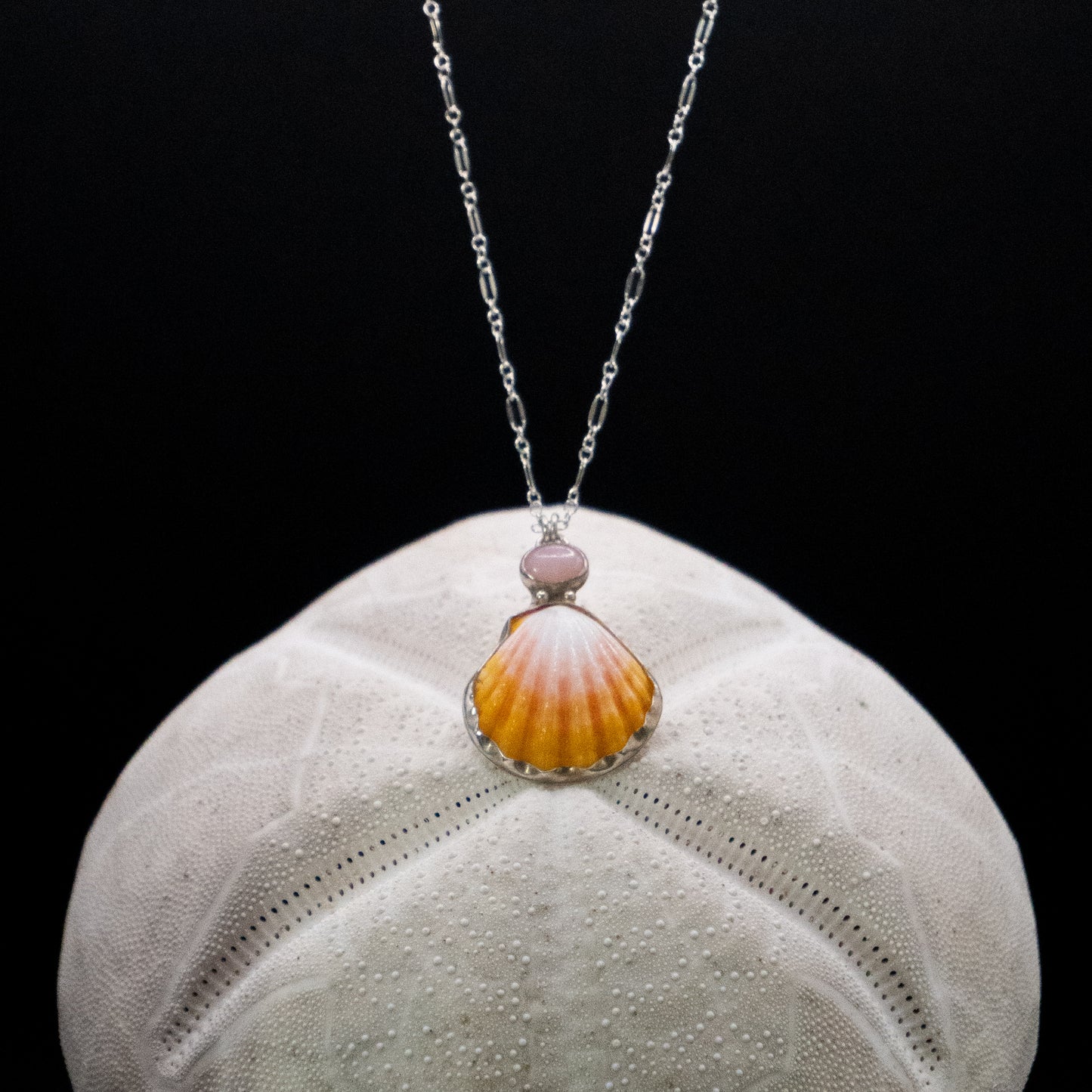 Sunrise and Pink Opal Pendant Necklace | Sterling Silver