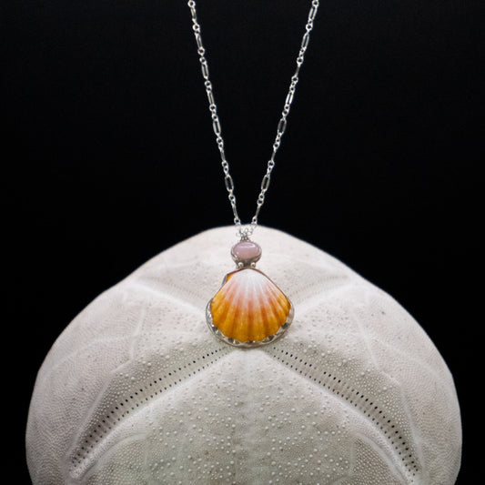 Sunrise and Pink Opal Pendant Necklace | Sterling Silver