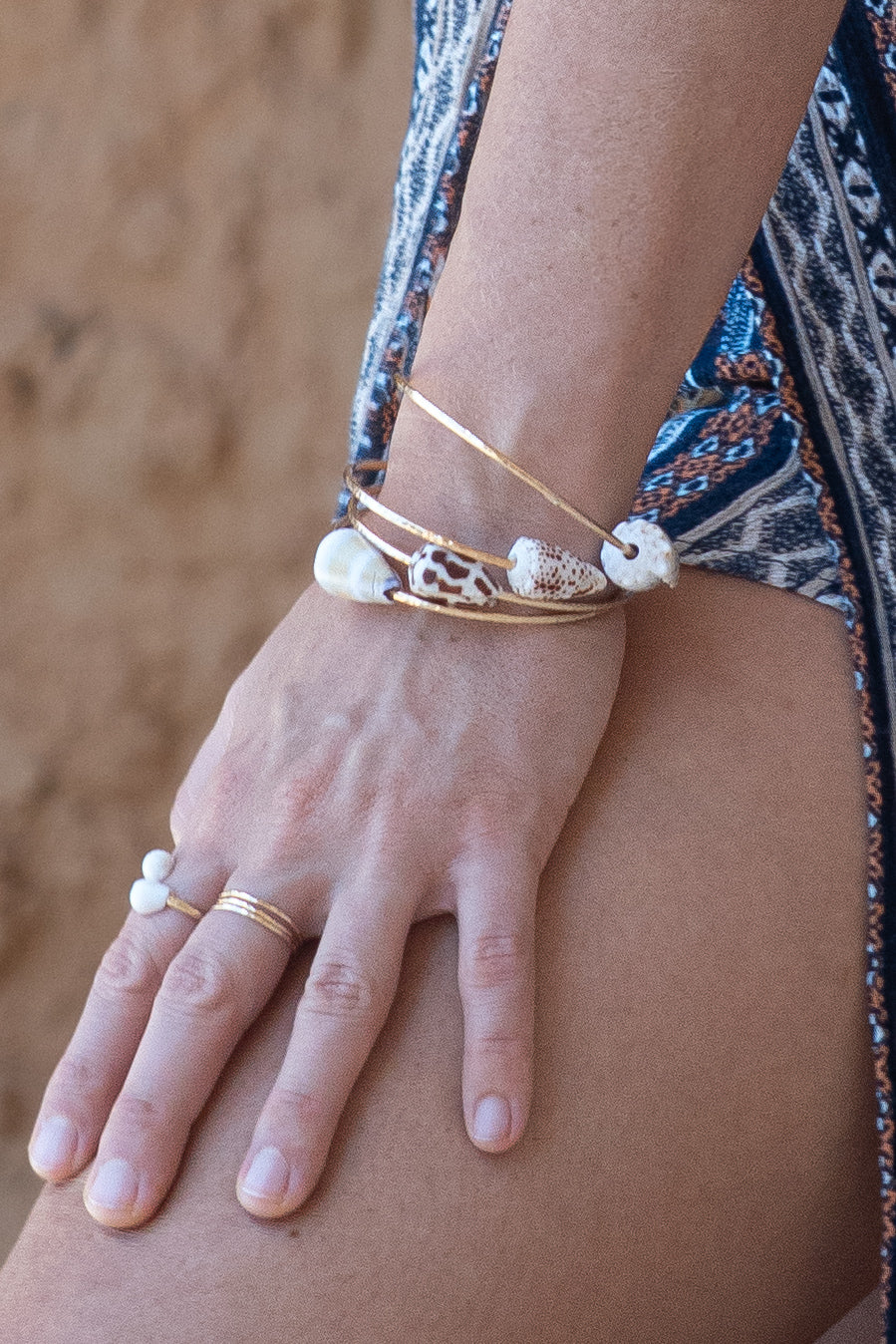 Hawaiian Golden Yellow Cone She’ll Bangle | Hammered Gold Filled | Size Small