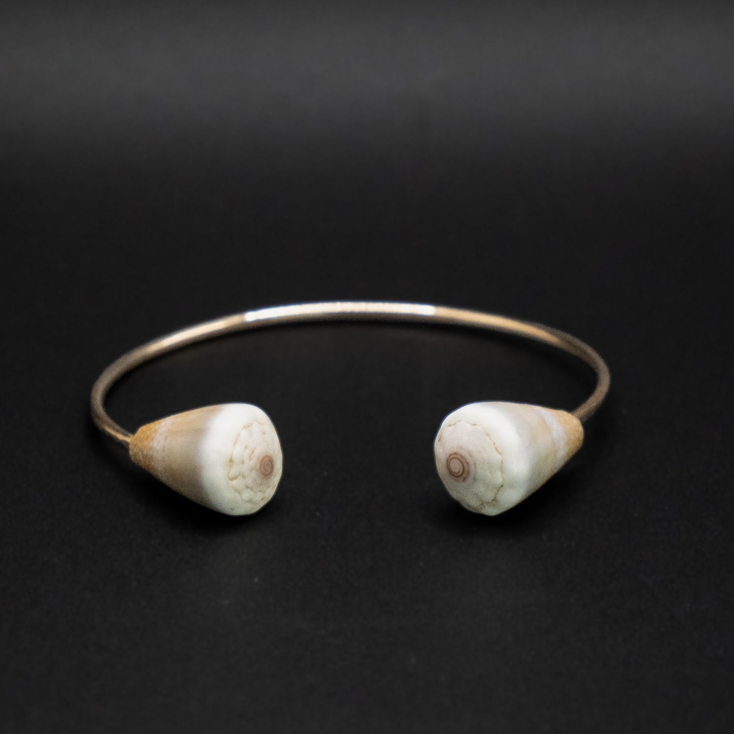 Double Hawaiian Olive Green Cone Cuff | Hammered Gold Filled | Up to 7.25” Wrist