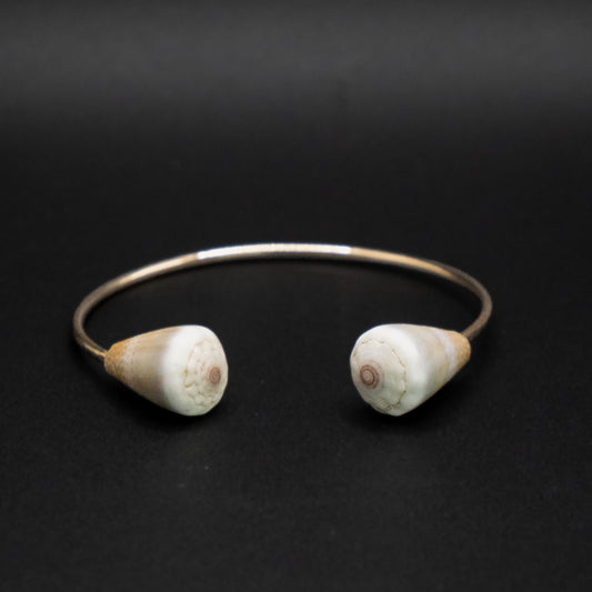 Double Hawaiian Olive Green Cone Cuff | Hammered Gold Filled | Up to 7.25” Wrist