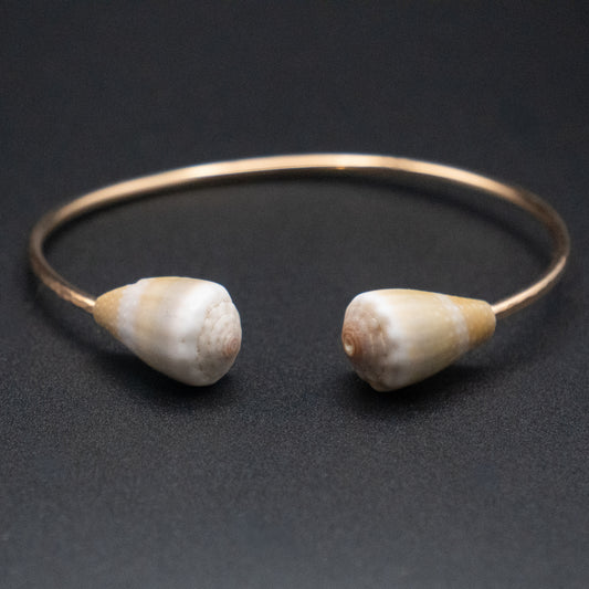 Double Hawaiian Olive Green Cone Cuff | Hammered Gold Filled | Up to 6.5” Wrist