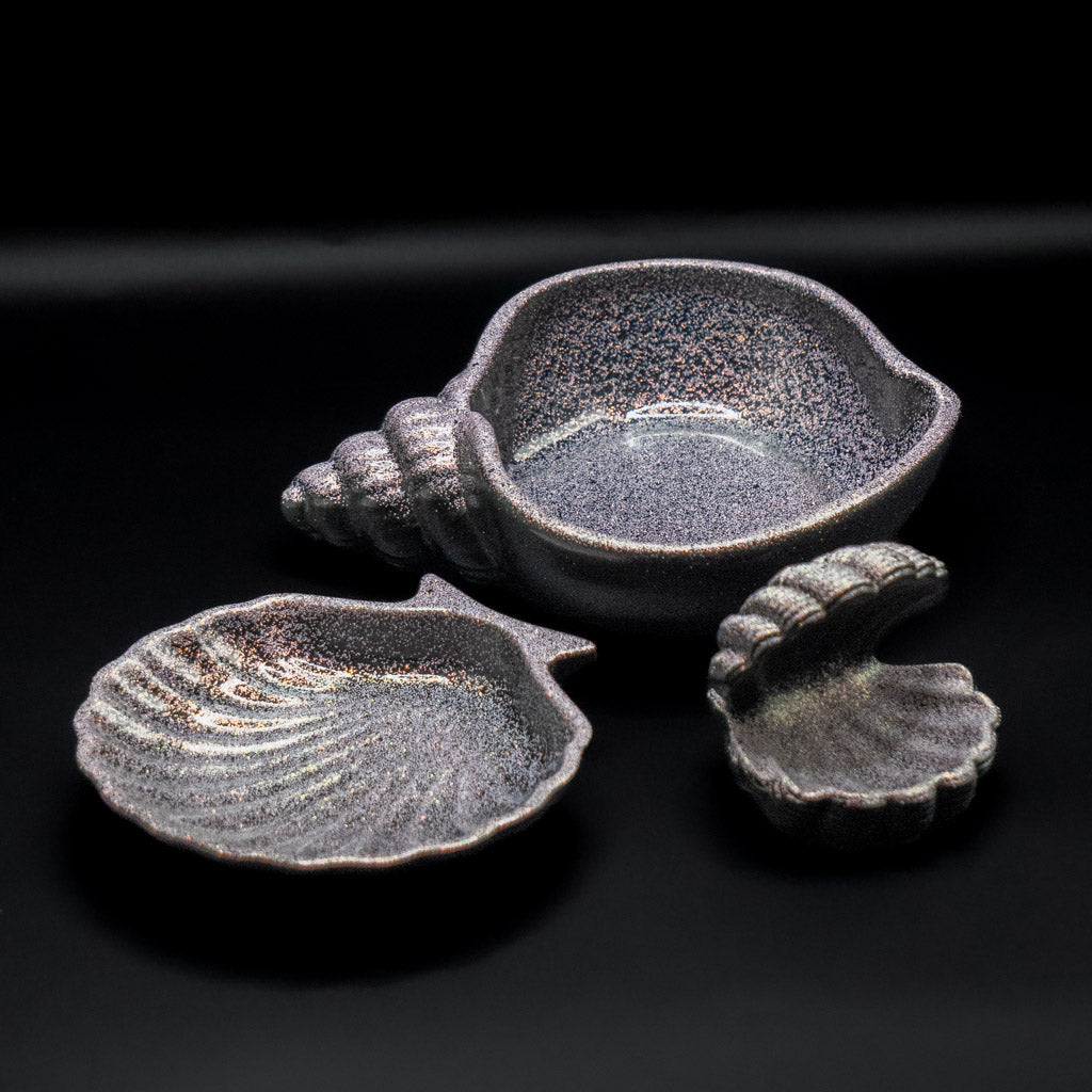 Jewelry Holder Set - Resin Sea Shell Bowl, Scallop Tray, and Open Clam Display
