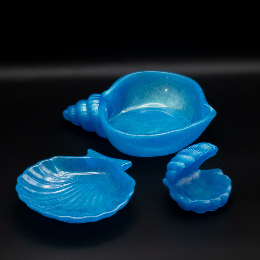 Jewelry Holder Set - Resin Sea Shell Bowl, Scallop Tray, and Open Clam Display