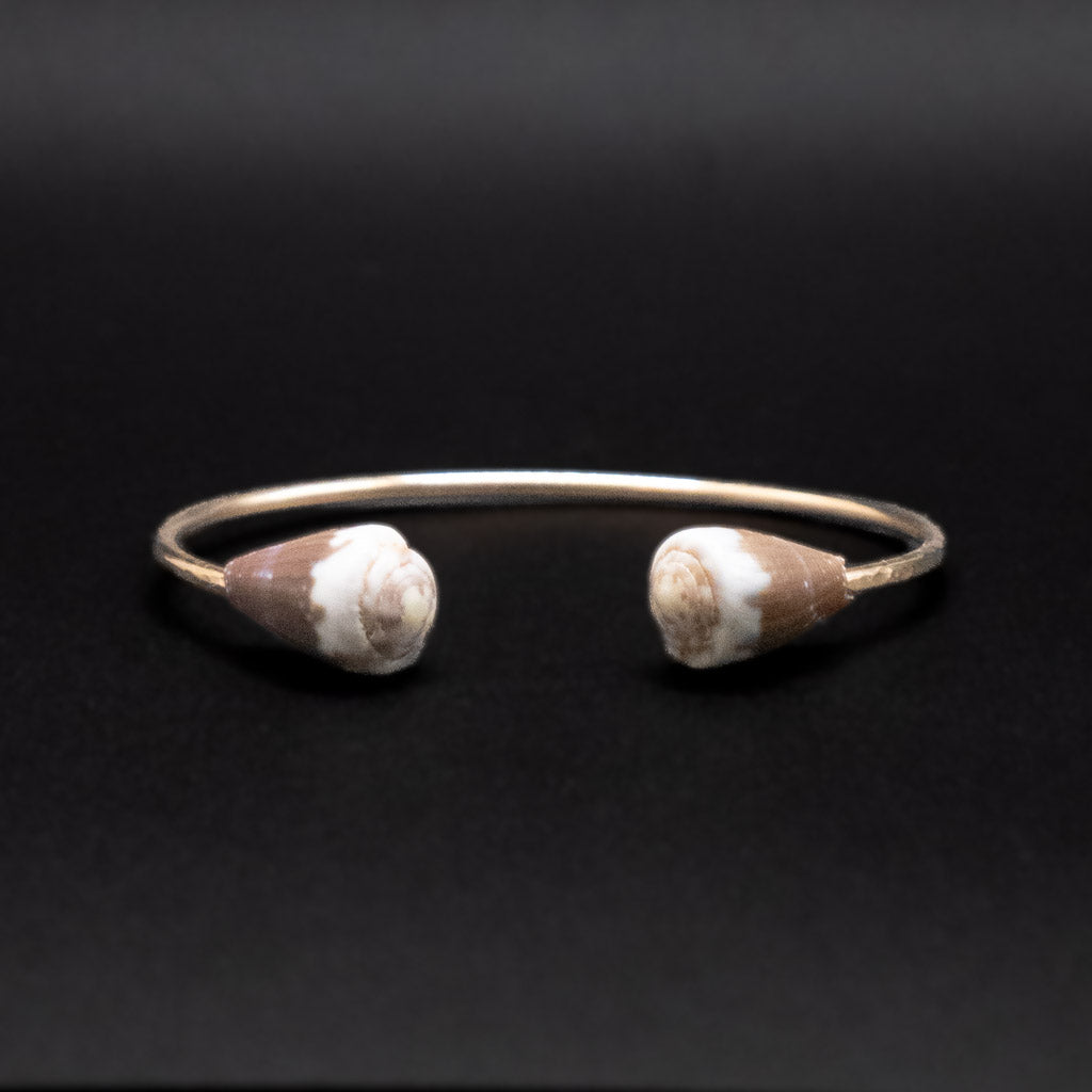 Double Hawaiian Rat Cone Cuff | Hammered Gold Filled | Size Medium