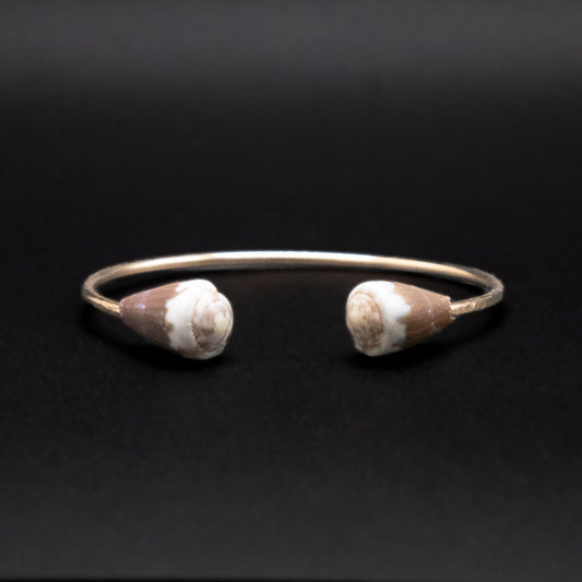Double Hawaiian Rat Cone Cuff | Hammered Gold Filled | Size Medium