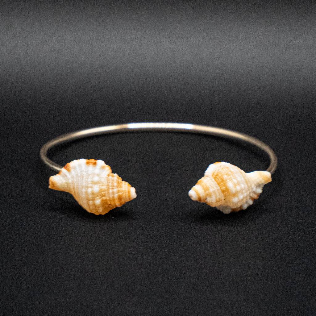 Double Hawaiian Triton Shell Cuff | Hammered Gold Filled | Size Medium
