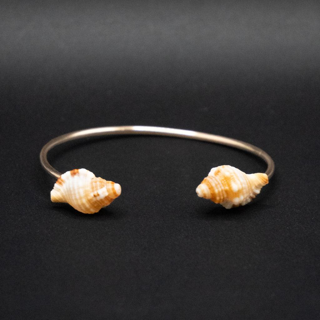 Double Hawaiian Triton Shell Cuff | Hammered Gold Filled | Size Small