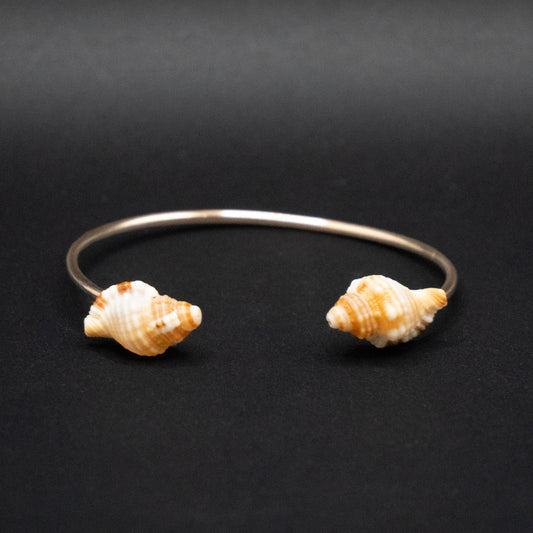 Double Hawaiian Triton Shell Cuff | Hammered Gold Filled | Size Small