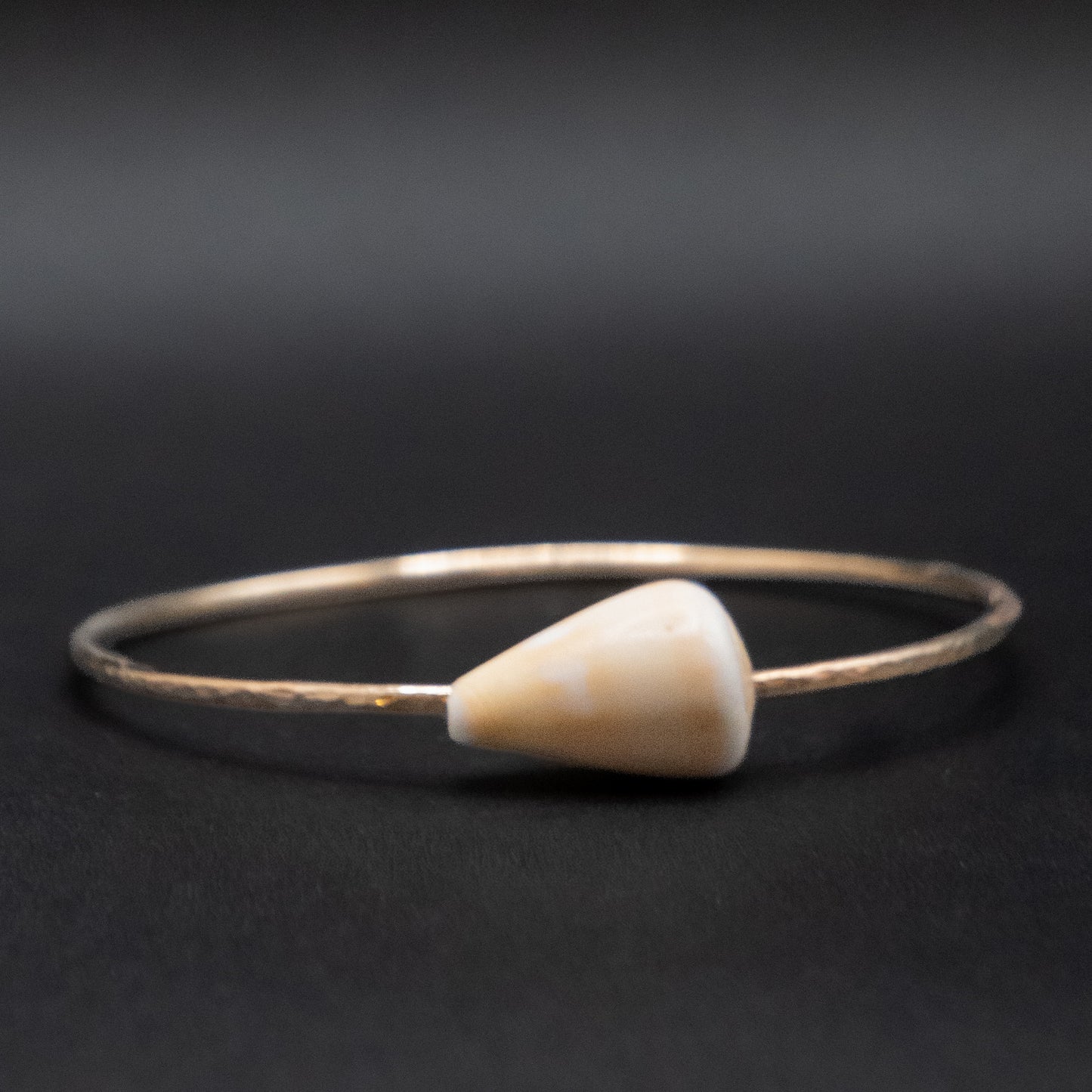 Hawaiian Perforated Cone Shell Bangle | Hammered Gold Filled | Size M
