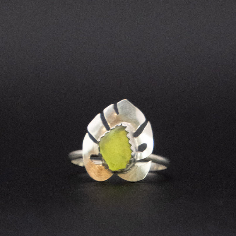 SeaGlass-Monstera-Silver-Ring