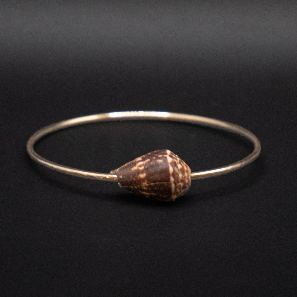 Hawaiian Chaldean Cone Bangle | Hammered Gold Filled | Sizer Medium