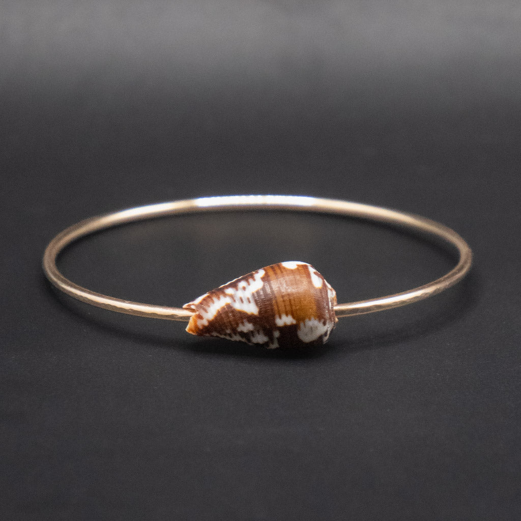 Hawaiian Cat Cone Bangle | Hammered Gold Filled | Size Small